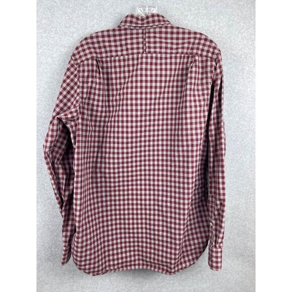 Banana Republic Search Men's L Red Checks Long Sleeve Button Up Preppy Business - Picture 5 of 8